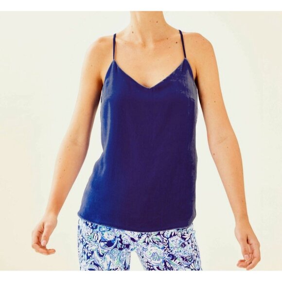 Lilly Pulitzer Tops - Lilly Pulitzer Blue Velvet Tank Top Sz‎ L Casual Fall Soft Layering Relaxed Fit